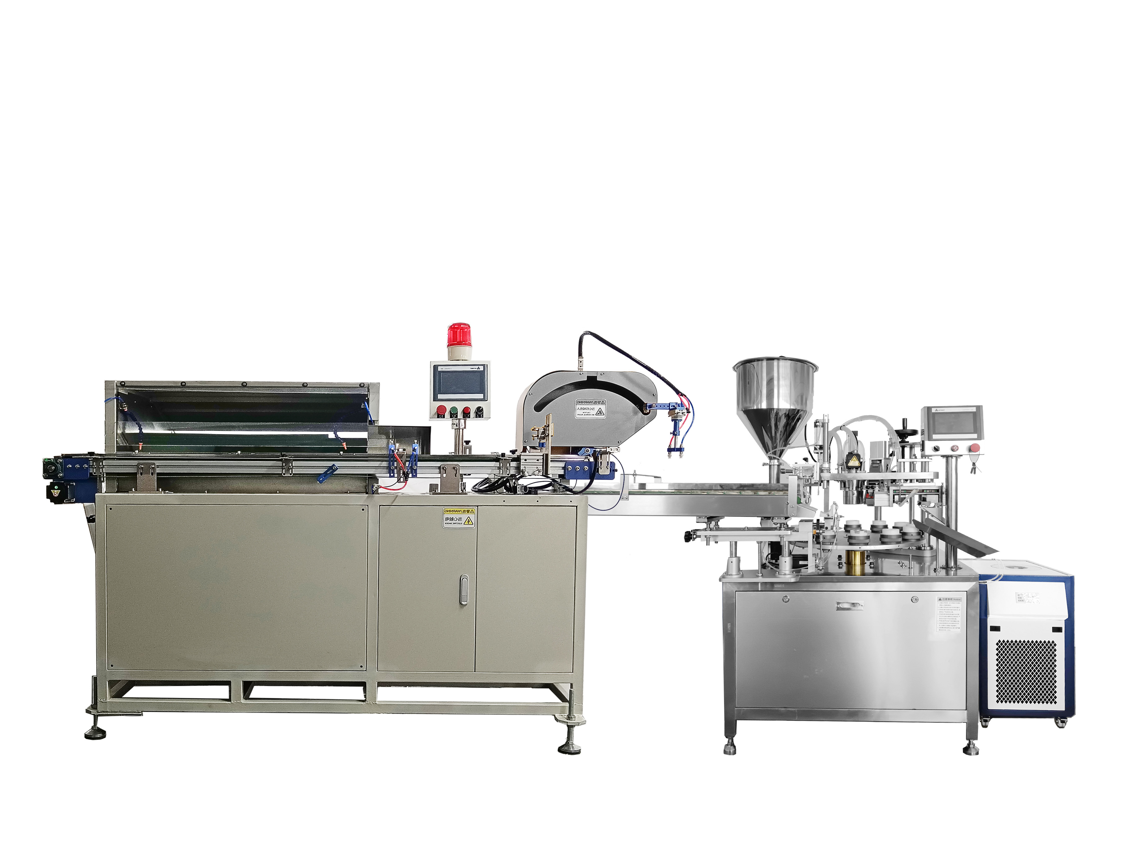 Automatic tube hot air filling and sealing machine with tubes unscrambler